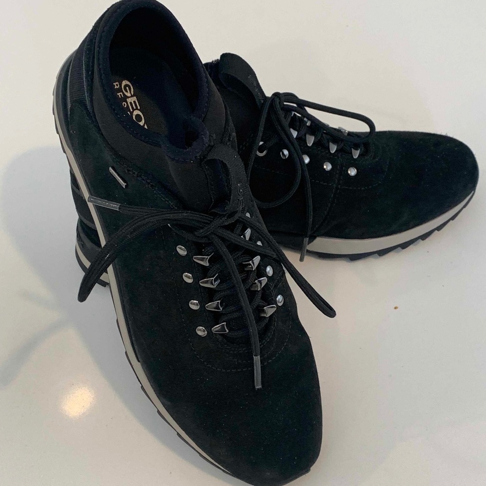 Geox Respira Black Suede Fashion Sneakers | Women’s EU 39 / US 8.5–9